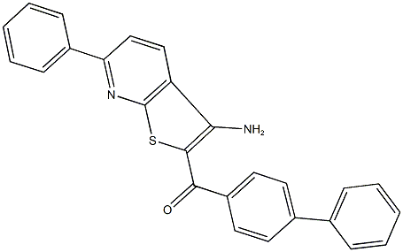 (3-amino-6-phenylthieno[2,3-b]pyridin-2-yl)([1,1'-biphenyl]-4-yl)methanone Struktur