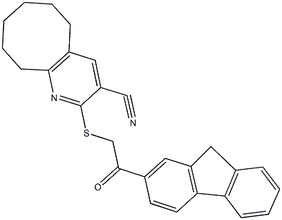 2-{[2-(9H-fluoren-2-yl)-2-oxoethyl]sulfanyl}-5,6,7,8,9,10-hexahydrocycloocta[b]pyridine-3-carbonitrile Struktur