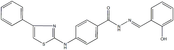 N'-(2-hydroxybenzylidene)-4-[(4-phenyl-1,3-thiazol-2-yl)amino]benzohydrazide Struktur