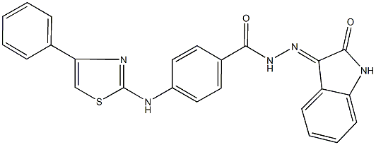 N'-(2-oxo-1,2-dihydro-3H-indol-3-ylidene)-4-[(4-phenyl-1,3-thiazol-2-yl)amino]benzohydrazide Struktur