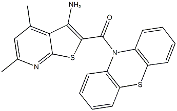 4,6-dimethyl-2-(10H-phenothiazin-10-ylcarbonyl)thieno[2,3-b]pyridin-3-amine Struktur