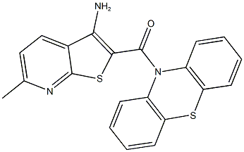 6-methyl-2-(10H-phenothiazin-10-ylcarbonyl)thieno[2,3-b]pyridin-3-ylamine Struktur