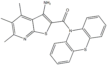 4,5,6-trimethyl-2-(10H-phenothiazin-10-ylcarbonyl)thieno[2,3-b]pyridin-3-ylamine Struktur