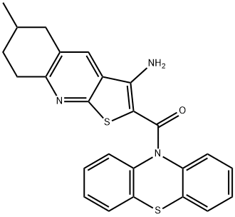 6-methyl-2-(10H-phenothiazin-10-ylcarbonyl)-5,6,7,8-tetrahydrothieno[2,3-b]quinolin-3-ylamine Struktur