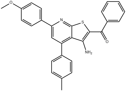 [3-amino-6-(4-methoxyphenyl)-4-(4-methylphenyl)thieno[2,3-b]pyridin-2-yl](phenyl)methanone Struktur