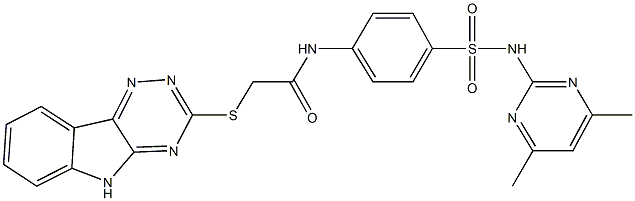 N-(4-{[(4,6-dimethyl-2-pyrimidinyl)amino]sulfonyl}phenyl)-2-(5H-[1,2,4]triazino[5,6-b]indol-3-ylsulfanyl)acetamide Struktur