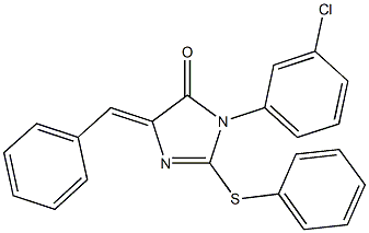 5-benzylidene-3-(3-chlorophenyl)-2-(phenylsulfanyl)-3,5-dihydro-4H-imidazol-4-one Struktur