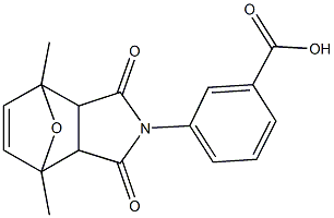 3-(1,7-dimethyl-3,5-dioxo-10-oxa-4-azatricyclo[5.2.1.0~2,6~]dec-8-en-4-yl)benzoic acid Struktur