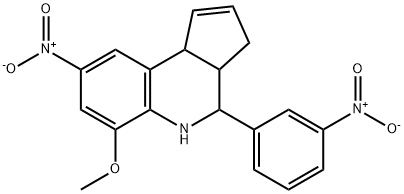 8-nitro-4-{3-nitrophenyl}-6-methoxy-3a,4,5,9b-tetrahydro-3H-cyclopenta[c]quinoline Struktur