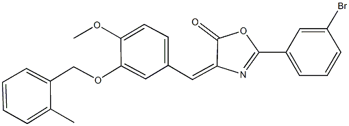 2-(3-bromophenyl)-4-{4-methoxy-3-[(2-methylbenzyl)oxy]benzylidene}-1,3-oxazol-5(4H)-one Struktur