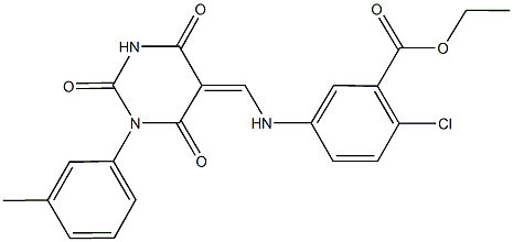 ethyl 2-chloro-5-{[(1-(3-methylphenyl)-2,4,6-trioxotetrahydro-5(2H)-pyrimidinylidene)methyl]amino}benzoate Struktur