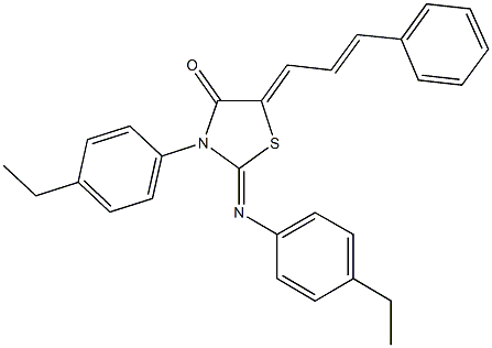 3-(4-ethylphenyl)-2-[(4-ethylphenyl)imino]-5-(3-phenyl-2-propenylidene)-1,3-thiazolidin-4-one Struktur