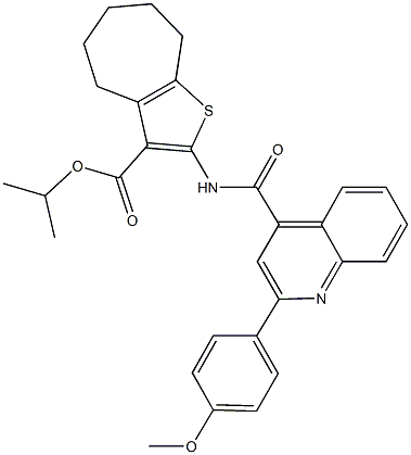 isopropyl 2-({[2-(4-methoxyphenyl)-4-quinolinyl]carbonyl}amino)-5,6,7,8-tetrahydro-4H-cyclohepta[b]thiophene-3-carboxylate Struktur