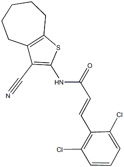 N-(3-cyano-5,6,7,8-tetrahydro-4H-cyclohepta[b]thien-2-yl)-3-(2,6-dichlorophenyl)acrylamide Struktur