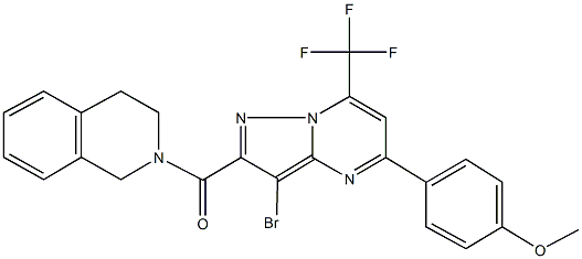 2-{[3-bromo-5-(4-methoxyphenyl)-7-(trifluoromethyl)pyrazolo[1,5-a]pyrimidin-2-yl]carbonyl}-1,2,3,4-tetrahydroisoquinoline Struktur