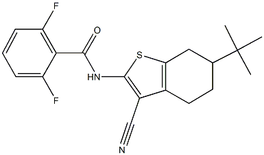 N-[6-(tert-butyl)-3-cyano-4,5,6,7-tetrahydro-1-benzothiophen-2-yl]-2,6-difluorobenzamide Struktur