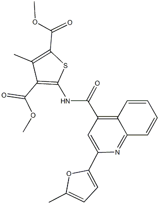 dimethyl 3-methyl-5-({[2-(5-methyl-2-furyl)-4-quinolinyl]carbonyl}amino)-2,4-thiophenedicarboxylate Struktur