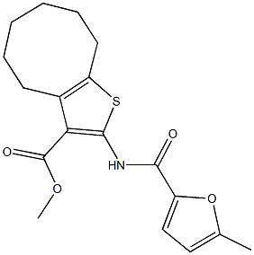 methyl 2-[(5-methyl-2-furoyl)amino]-4,5,6,7,8,9-hexahydrocycloocta[b]thiophene-3-carboxylate Struktur