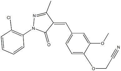 2-(4-{[1-(2-chlorophenyl)-3-methyl-5-oxo-1,5-dihydro-4H-pyrazol-4-ylidene]methyl}-2-methoxyphenoxy)acetonitrile Struktur