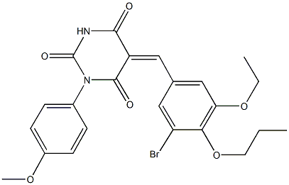 5-(3-bromo-5-ethoxy-4-propoxybenzylidene)-1-(4-methoxyphenyl)-2,4,6(1H,3H,5H)-pyrimidinetrione Struktur