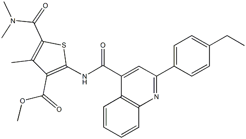 methyl 5-[(dimethylamino)carbonyl]-2-({[2-(4-ethylphenyl)-4-quinolinyl]carbonyl}amino)-4-methyl-3-thiophenecarboxylate Struktur