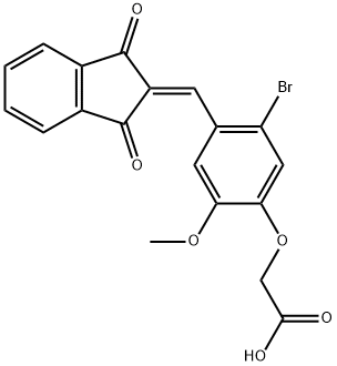 {5-bromo-4-[(1,3-dioxo-1,3-dihydro-2H-inden-2-ylidene)methyl]-2-methoxyphenoxy}acetic acid Struktur