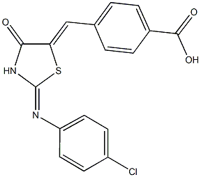 4-({2-[(4-chlorophenyl)imino]-4-oxo-1,3-thiazolidin-5-ylidene}methyl)benzoic acid Struktur