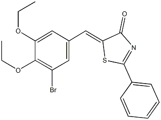 5-(3-bromo-4,5-diethoxybenzylidene)-2-phenyl-1,3-thiazol-4(5H)-one Struktur