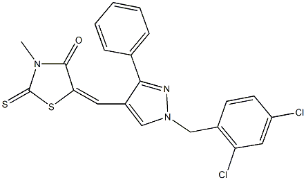 5-{[1-(2,4-dichlorobenzyl)-3-phenyl-1H-pyrazol-4-yl]methylene}-3-methyl-2-thioxo-1,3-thiazolidin-4-one Struktur