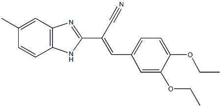 3-(3,4-diethoxyphenyl)-2-(5-methyl-1H-benzimidazol-2-yl)acrylonitrile Struktur