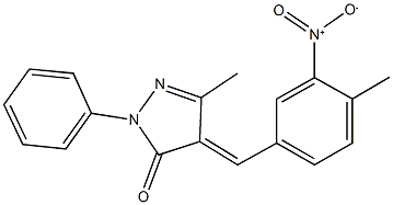 4-{3-nitro-4-methylbenzylidene}-5-methyl-2-phenyl-2,4-dihydro-3H-pyrazol-3-one Struktur