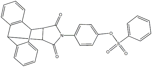 4-(16,18-dioxo-17-azapentacyclo[6.6.5.0~2,7~.0~9,14~.0~15,19~]nonadeca-2,4,6,9,11,13-hexaen-17-yl)phenyl benzenesulfonate Struktur