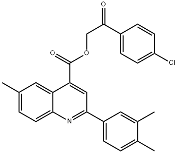 2-(4-chlorophenyl)-2-oxoethyl 2-(3,4-dimethylphenyl)-6-methyl-4-quinolinecarboxylate Struktur