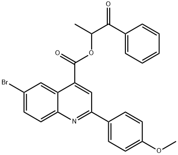 1-methyl-2-oxo-2-phenylethyl 6-bromo-2-(4-methoxyphenyl)-4-quinolinecarboxylate Struktur