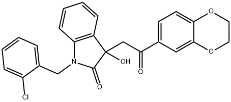 1-(2-chlorobenzyl)-3-[2-(2,3-dihydro-1,4-benzodioxin-6-yl)-2-oxoethyl]-3-hydroxy-1,3-dihydro-2H-indol-2-one Struktur