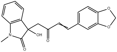 3-[4-(1,3-benzodioxol-5-yl)-2-oxo-3-butenyl]-3-hydroxy-1-methyl-1,3-dihydro-2H-indol-2-one Struktur