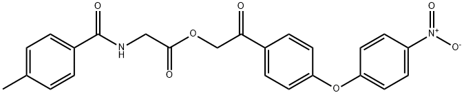 2-(4-{4-nitrophenoxy}phenyl)-2-oxoethyl [(4-methylbenzoyl)amino]acetate Struktur