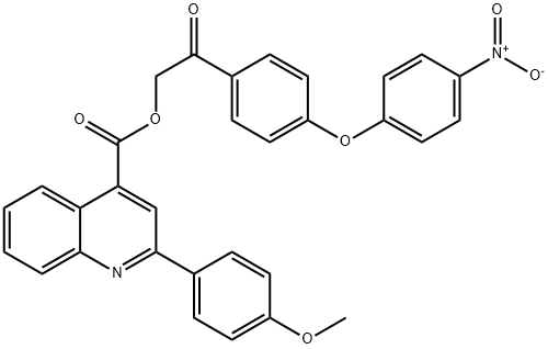 2-(4-{4-nitrophenoxy}phenyl)-2-oxoethyl 2-(4-methoxyphenyl)-4-quinolinecarboxylate Struktur