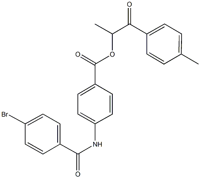 1-methyl-2-(4-methylphenyl)-2-oxoethyl 4-[(4-bromobenzoyl)amino]benzoate Struktur