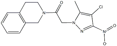 2-({4-chloro-3-nitro-5-methyl-1H-pyrazol-1-yl}acetyl)-1,2,3,4-tetrahydroisoquinoline Struktur