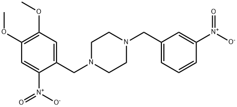 1-{3-nitrobenzyl}-4-{2-nitro-4,5-dimethoxybenzyl}piperazine Struktur