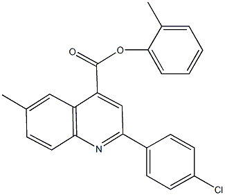 2-methylphenyl 2-(4-chlorophenyl)-6-methyl-4-quinolinecarboxylate Struktur