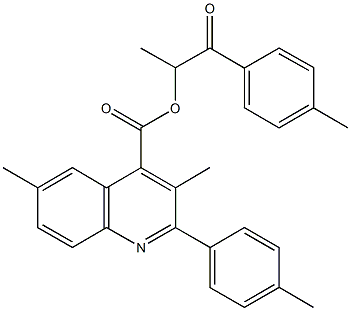 1-methyl-2-(4-methylphenyl)-2-oxoethyl 3,6-dimethyl-2-(4-methylphenyl)-4-quinolinecarboxylate Struktur