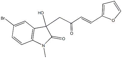 5-bromo-3-[4-(2-furyl)-2-oxo-3-butenyl]-3-hydroxy-1-methyl-1,3-dihydro-2H-indol-2-one Struktur