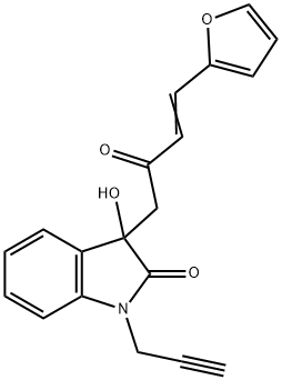 3-[4-(2-furyl)-2-oxo-3-butenyl]-3-hydroxy-1-(2-propynyl)-1,3-dihydro-2H-indol-2-one Struktur