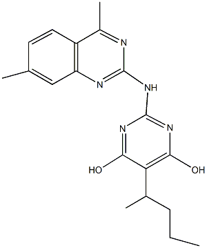 2-[(4,7-dimethyl-2-quinazolinyl)amino]-5-(1-methylbutyl)-4,6-pyrimidinediol Struktur