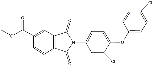 methyl 2-[3-chloro-4-(4-chlorophenoxy)phenyl]-1,3-dioxo-5-isoindolinecarboxylate Struktur