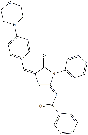 N-{5-[4-(4-morpholinyl)benzylidene]-4-oxo-3-phenyl-1,3-thiazolidin-2-ylidene}benzamide Struktur