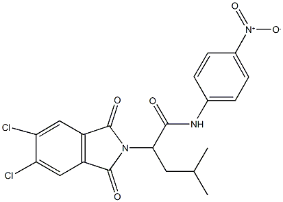 2-(5,6-dichloro-1,3-dioxo-1,3-dihydro-2H-isoindol-2-yl)-N-{4-nitrophenyl}-4-methylpentanamide Struktur