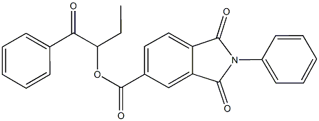 1-benzoylpropyl 1,3-dioxo-2-phenyl-5-isoindolinecarboxylate Struktur